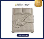 (ตะกร้าของแถมไม่ใช่สำหรับขาย) ชุดผ้าปูที่นอนพร้อมมนวมเย็บติด HYBRID COTTON ขนาด 6 ฟุต