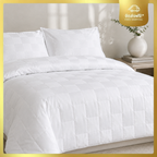 100% COTTON CHECKERED COMFORTER (นวมเย็บติดสีขาวครีม COTTON 100% ลายตารางหมากฮอส ขนาด 6 ฟุต)