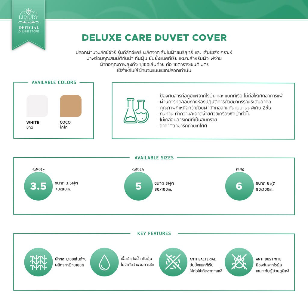 DELUXE CARE DUVET COVER (ปลอกผ้านวมดีลักซ์แคร์)